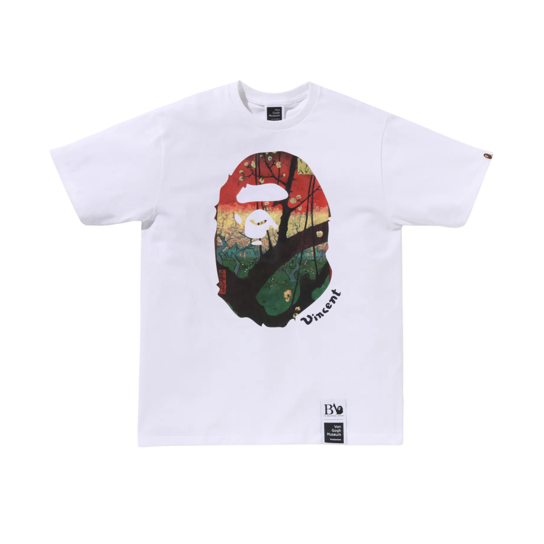 베이프 x 반 고흐 뮤지엄 에이프 헤드 캔버스 아트 티셔츠 화이트(BAPE x Van Gogh Museum Ape Head Canvas Art T-Shirt White)