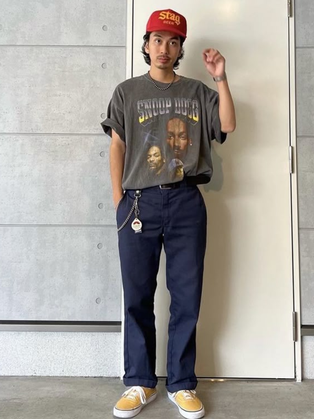 IAB Studio Pigment T-Shirt Charcoal for Worksout, Stussy California Grown Pigment Dyed T-Shirt Black 착용 스타일 - 3