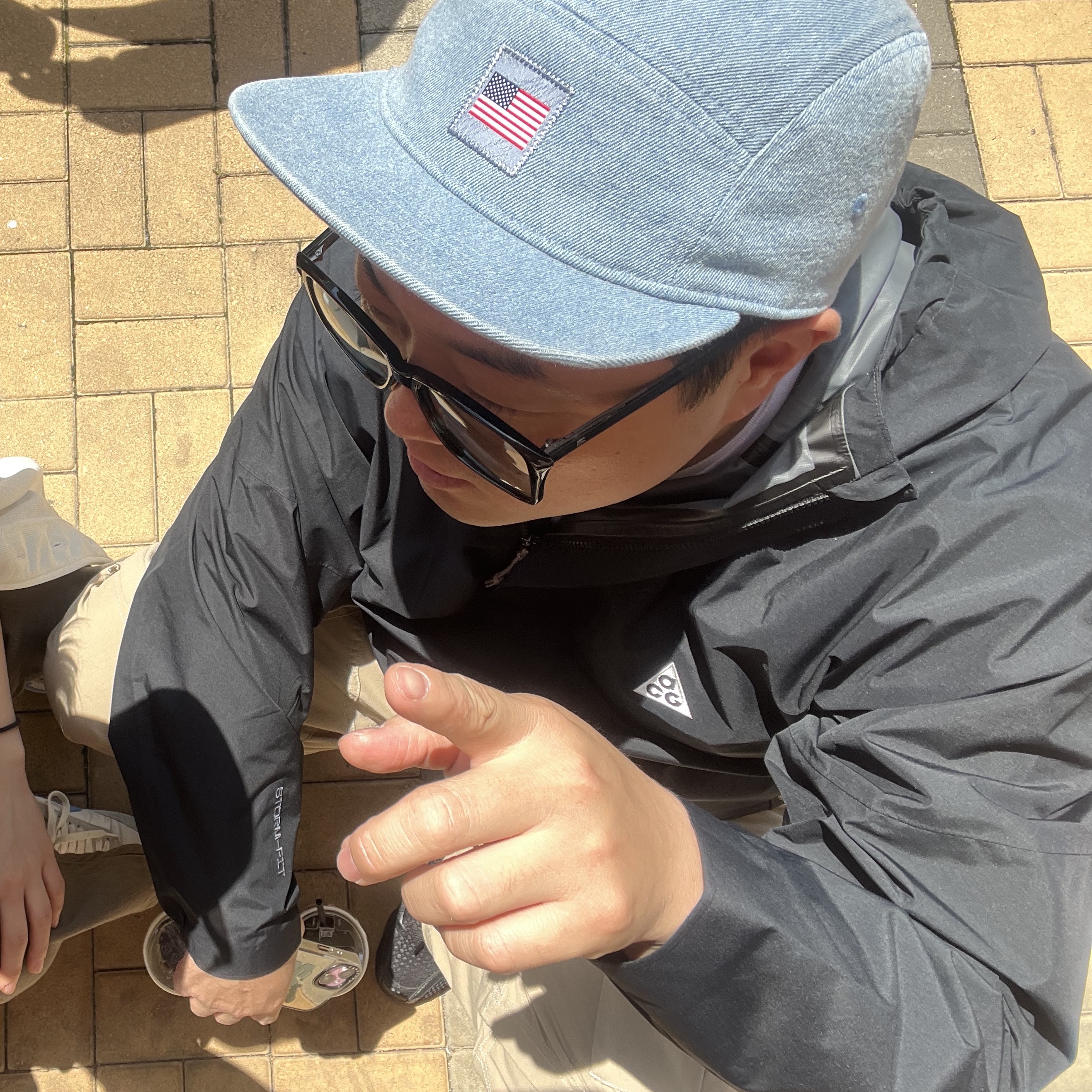 Nike Team USA Dri-Fit Fly Denim Cap Ashen Slate, Nike ACG Storm-Fit ADV Cascade Rains Full Zip Jacket Black - Asia 착용 스타일