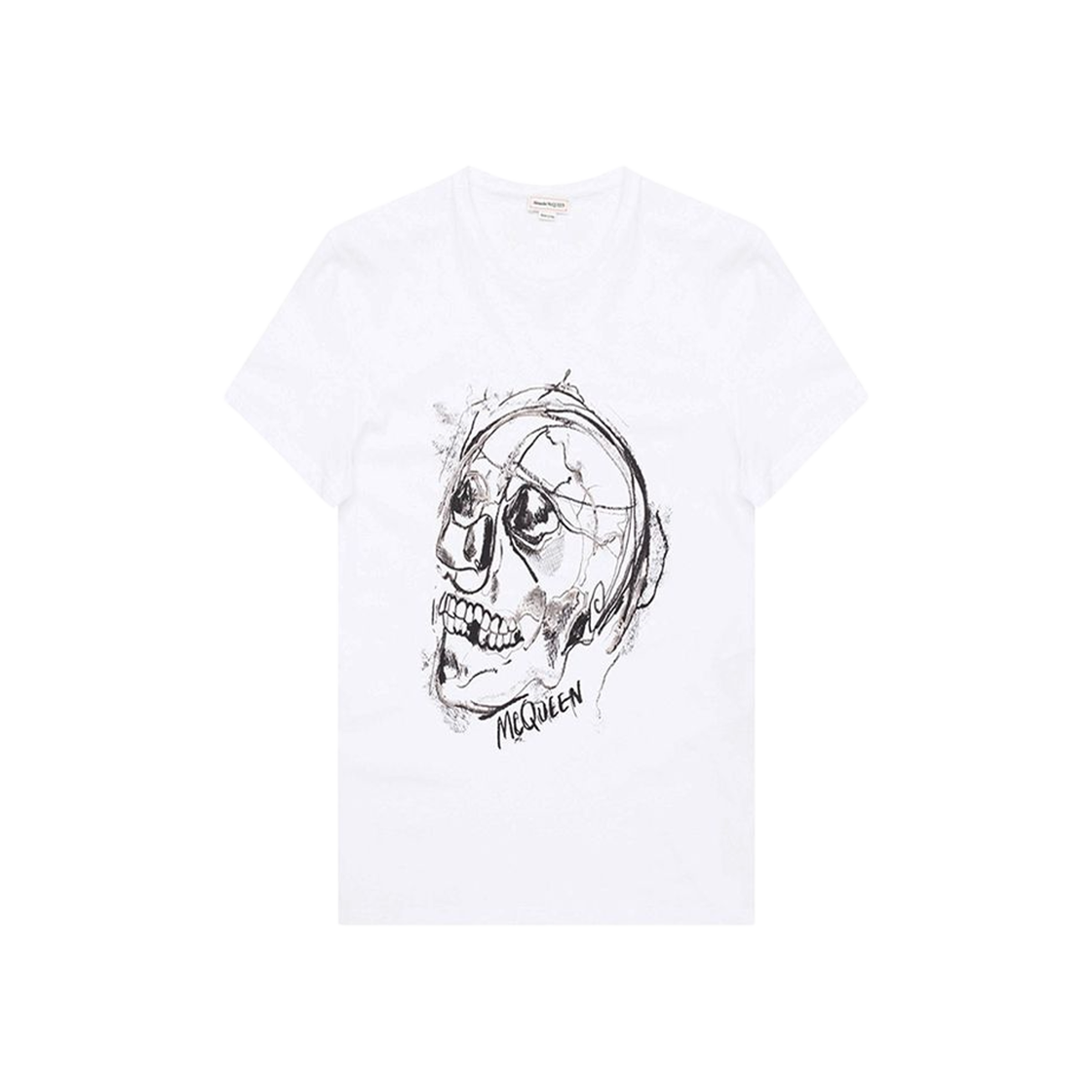 알렉산더 맥퀸 스케치 스컬 프린트 티셔츠 화이트(Alexander McQueen Sketch Skull Print T-Shirt White) - 1