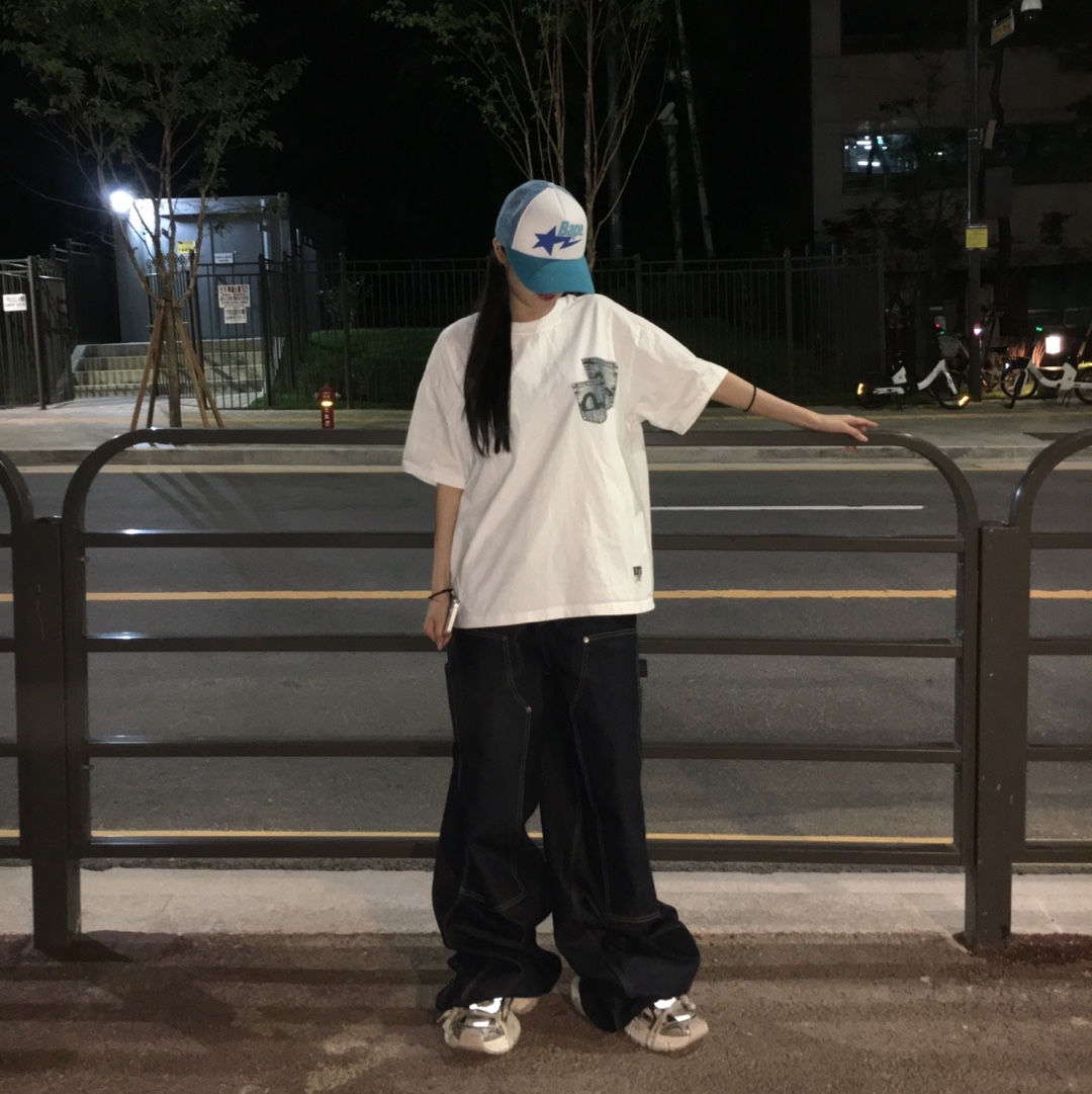 BAPE Sta Mesh Cap Blue 착용 스타일 - 1