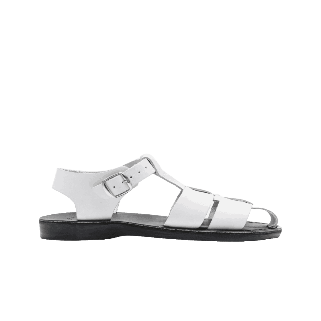 JS-1069-WH-BK Jerusalem Sandals No.1069 Milo White/Black