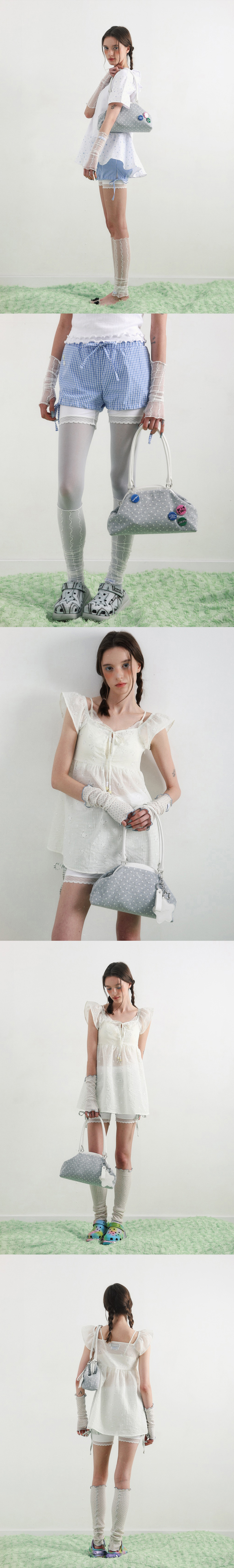 【韓国BAD BLUE バッドブルー】Dot Cozy Dumpling Bag Dot Cozy Dumpling Bag Gray