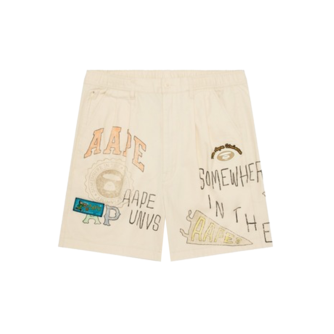 KM5BPASAP35IV AAPE Main Woven Short Pants Ivory - 25SS