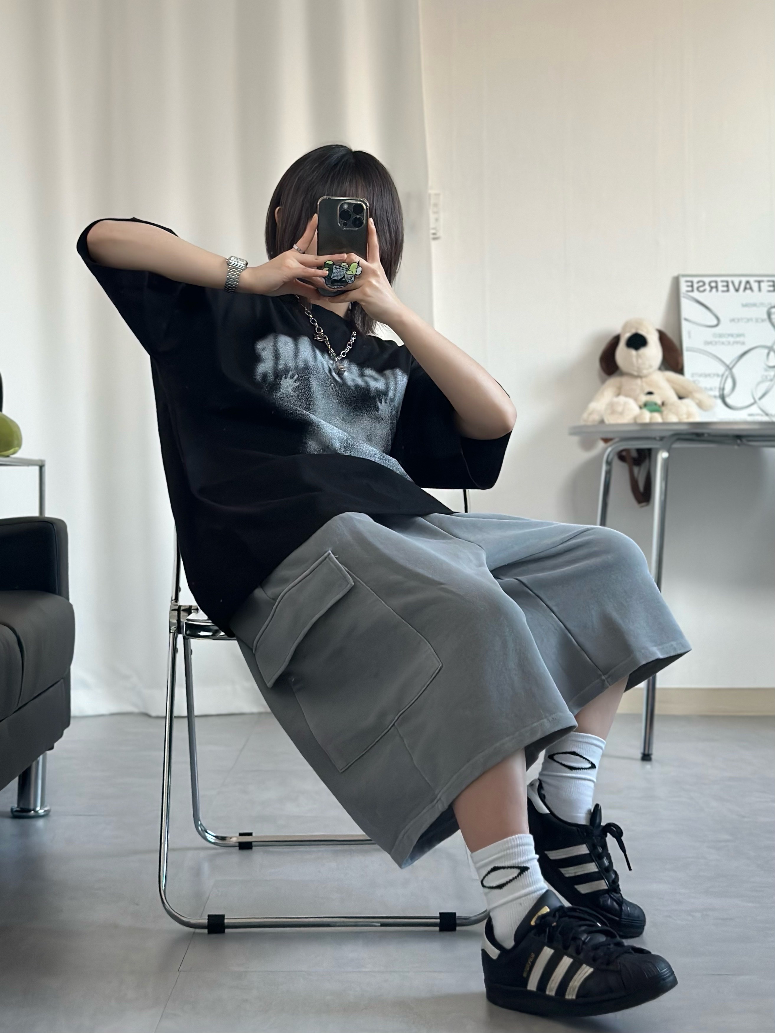 Adidas Superstar Core Black White, Mischief Rhombus Middle Tube Socks Pink White Black (3 Pack) 착용 스타일 - 6