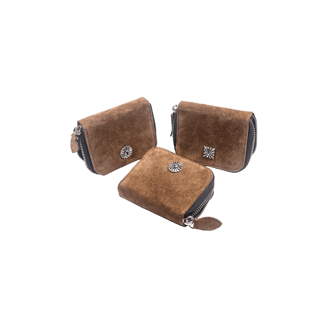 2406SILVER_ The Guys X Rendoe Clam Onyx Concho Suede Card Wallet - #2
