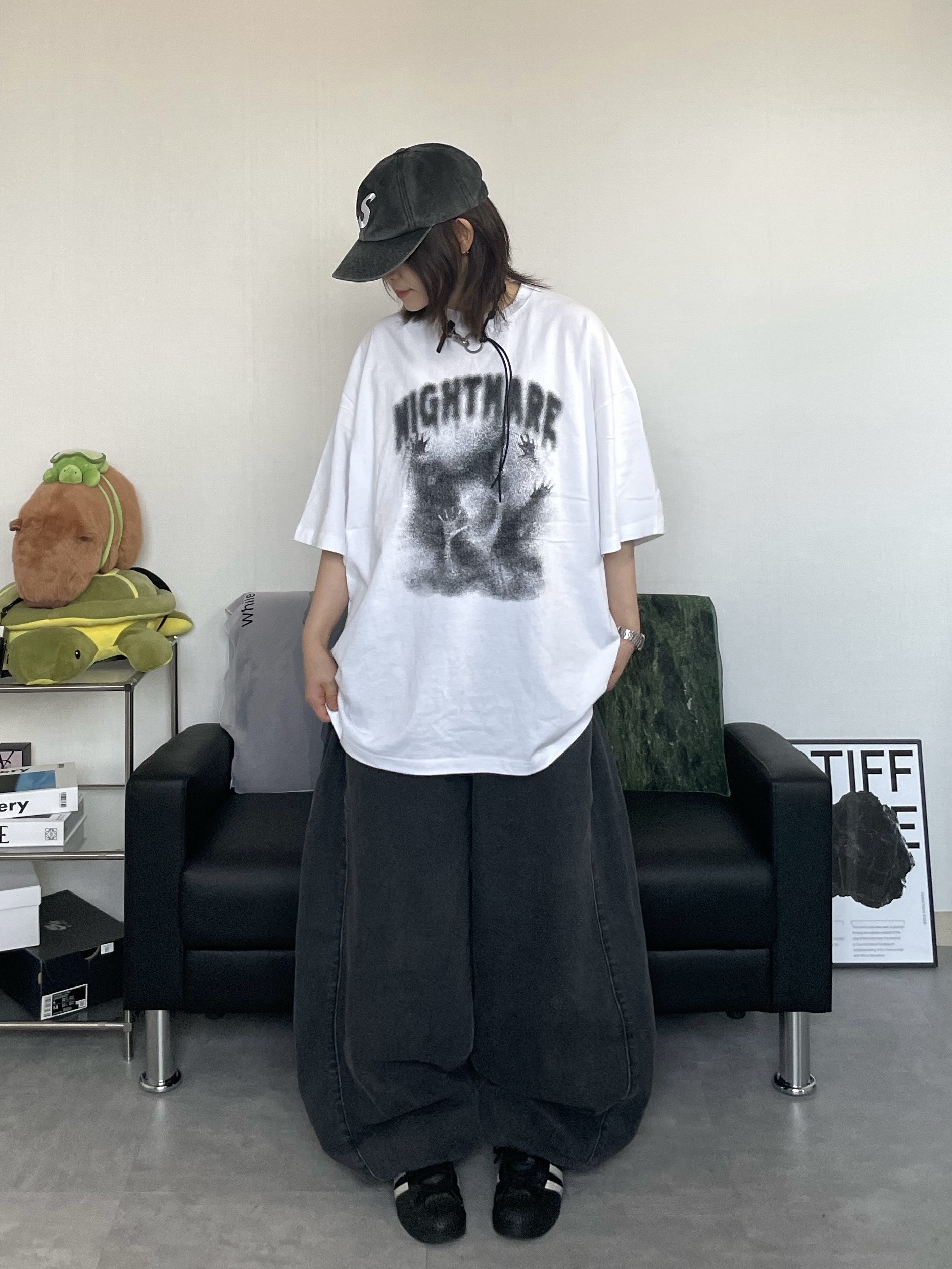 Our Legacy Ladon Leather Keychain Black, Supreme Pigment Canvas S Logo 6-Panel Black - 23SS 착용 스타일 - 2