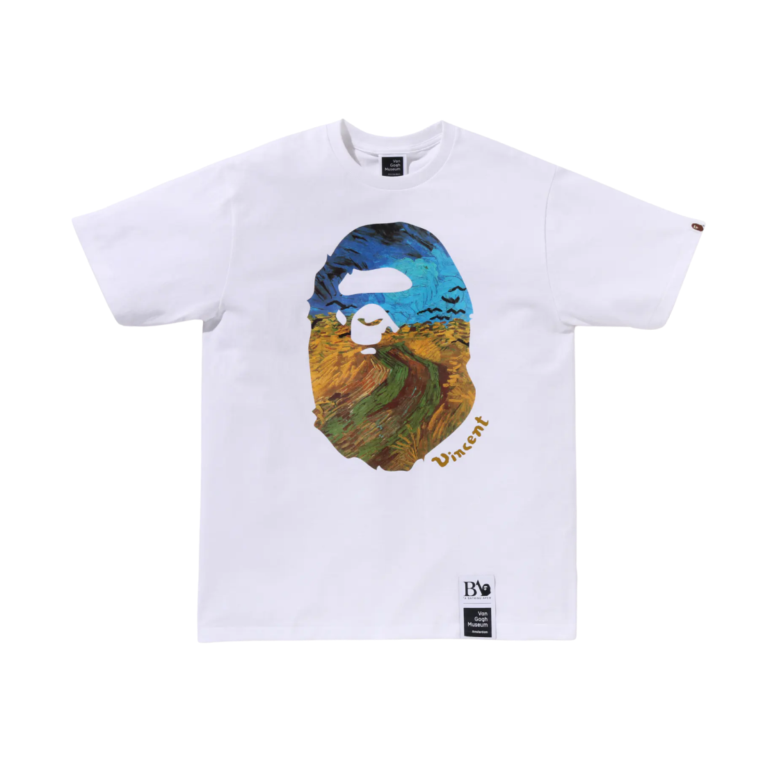 베이프 x 반 고흐 뮤지엄 에이프 헤드 캔버스 아트 티셔츠 화이트(BAPE x Van Gogh Museum Ape Head Canvas Art T-Shirt White)