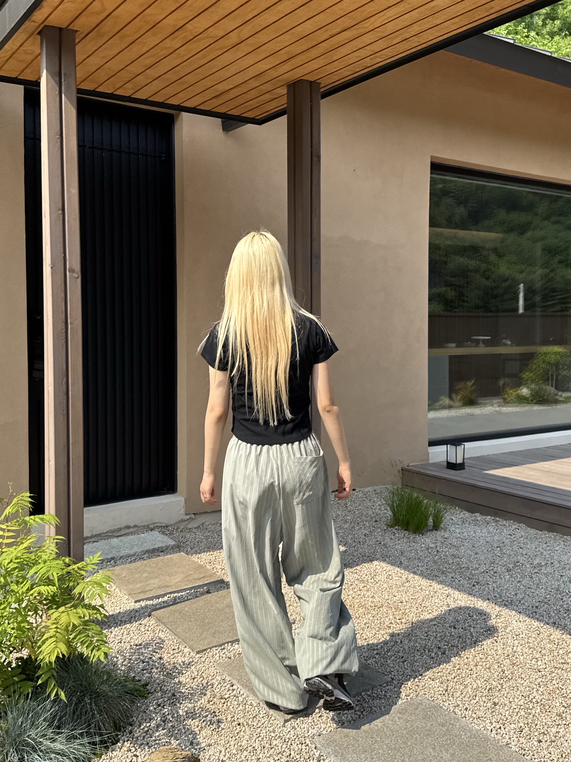 Hono Report Easy Big Rope Pants Pistachio 착용 스타일 - 1