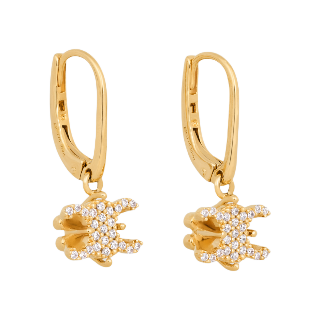 셀린느 트리옹프 솔리테어 스파클 이어링 스트라스 앤 브래스 골드 피니쉬 골드(Celine Triomphe Solitaire Sparkle Earrings in Strass and Brass with Gold Finish Gold) - 2