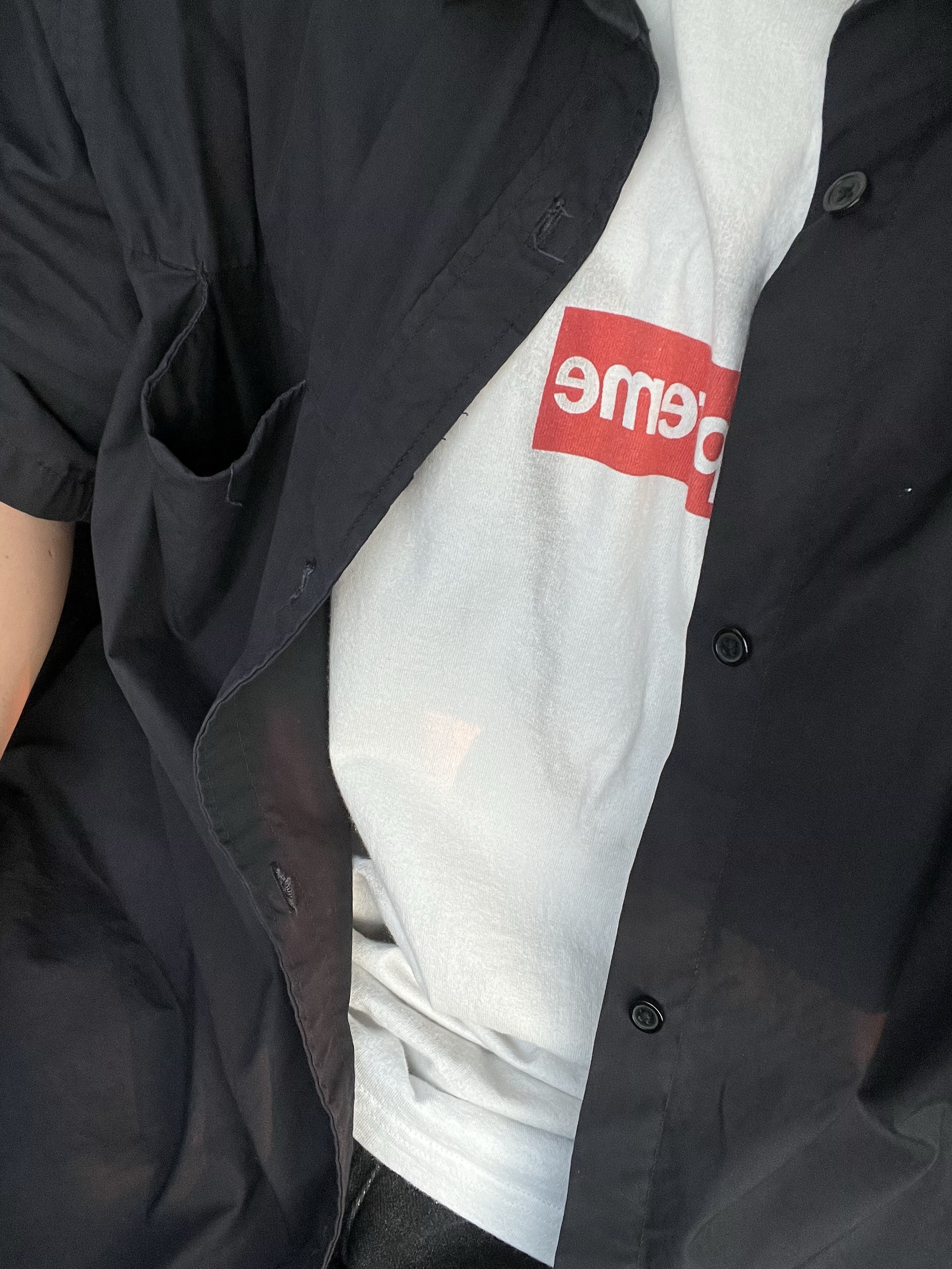 Supreme x MM6 Maison Margiela Box Logo T-Shirt White - 24SS 착용 스타일