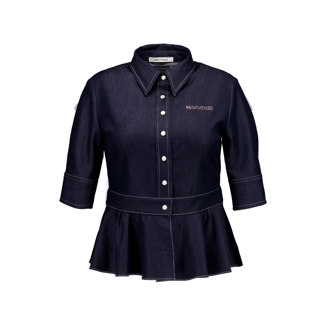 P0000CAB NAVIVERSE Mio Frill Shirt_Denim