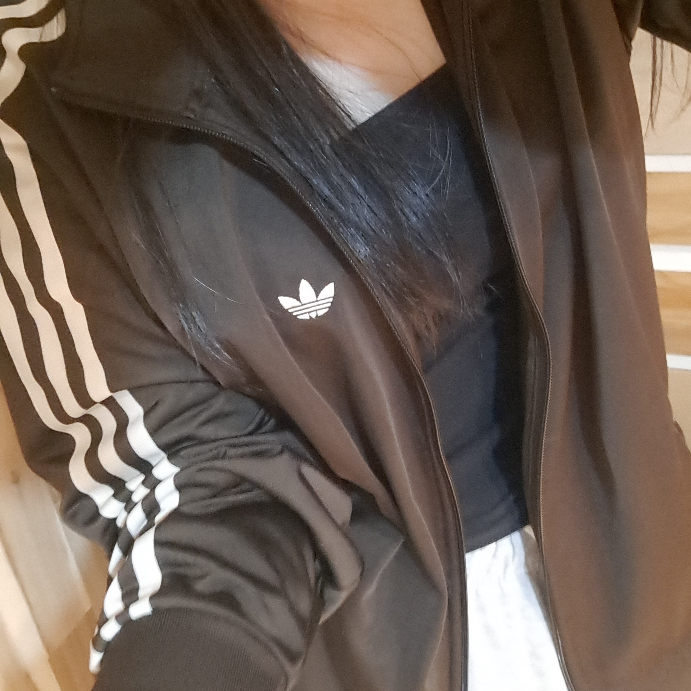 Adidas Originals Track Jacket Gender Neutral Dark Brown Wonder White - KR Sizing 착용 스타일