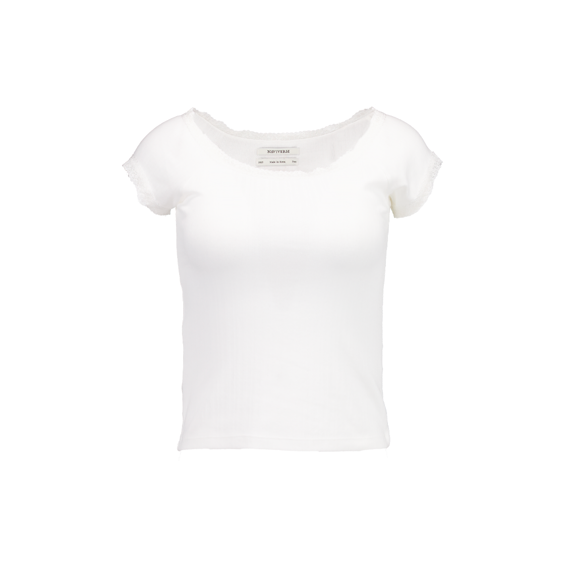 P0000CAU NAVIVERSE Lace Banding Top_White