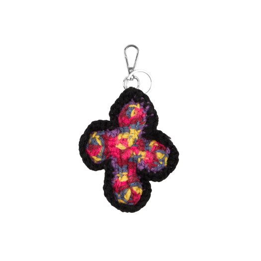 YARN-KEYRING-2 Y.A.R.N. 3D Cross Handmade Knit Key Holder
