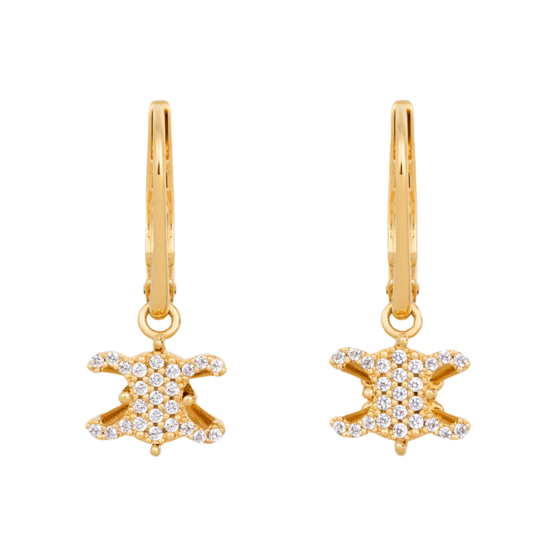 461NU6BCZ-35OR Celine Triomphe Solitaire Sparkle Earrings in Strass and Brass with Gold Finish Gold