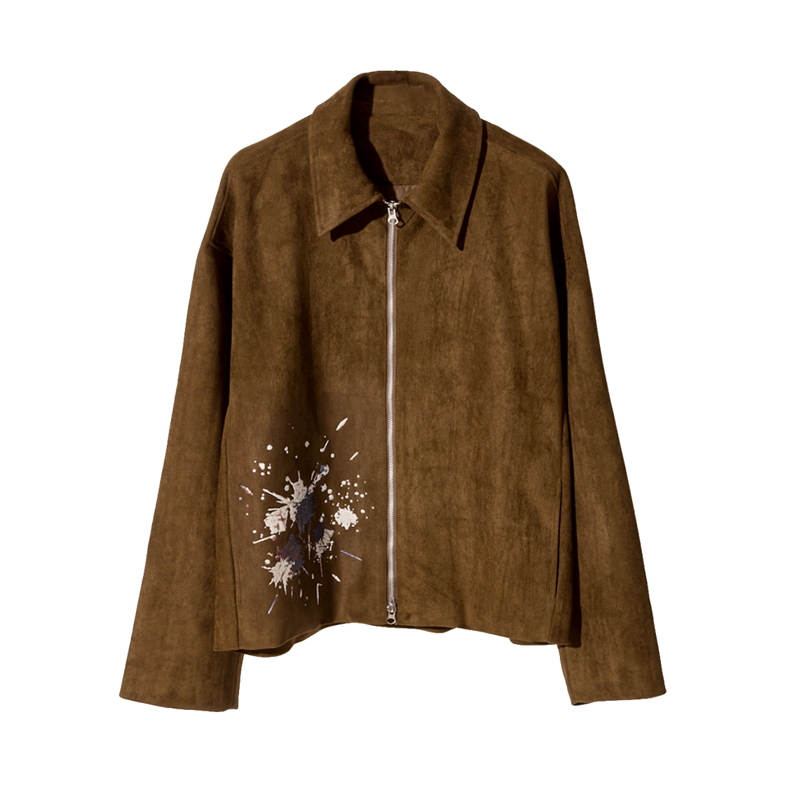 CD25SPSDJK06BR Cord Stain Embroidery Suede Jacket Brown