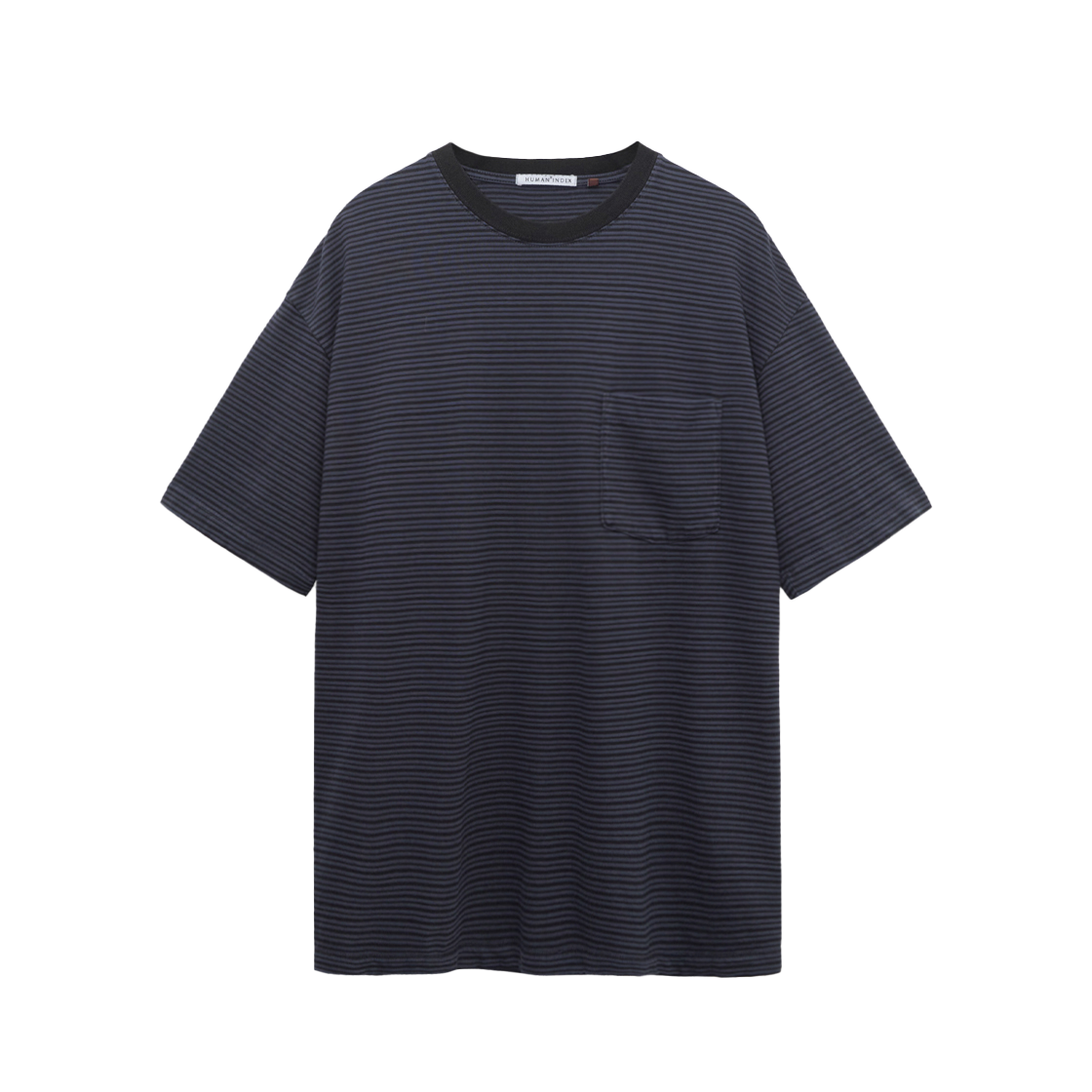 폴리테루 휴먼인덱스 휴먼 스트라이프 포켓 1/2 티셔츠 블루(Polyteru Human Index Human Striped Pocket 1/2 T-Shirt Blue)