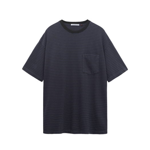 HM5TTS1801H0 Polyteru Human Index Human Striped Pocket 1/2 T-Shirt Blue