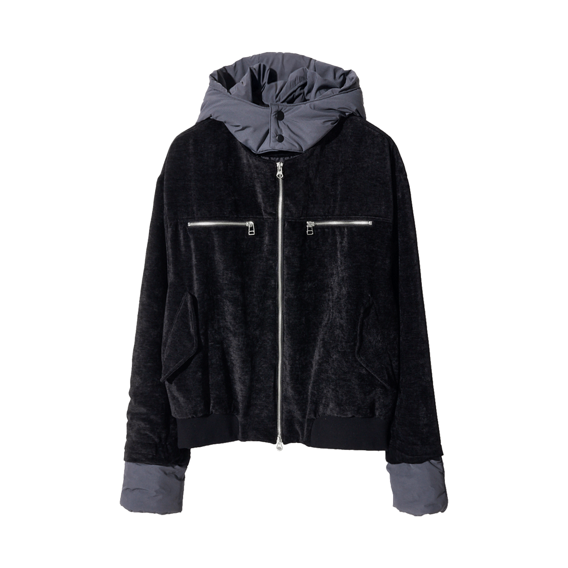 코드 멜로 디테치드 키트 벨루어 자켓 블랙(Cord Melo Detached Kit Velour Jacket Black)