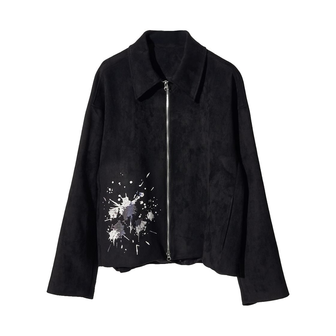 코드 스테인 엠브로이더리 스웨이드 자켓 블랙(Cord Stain Embroidery Suede Jacket Black)
