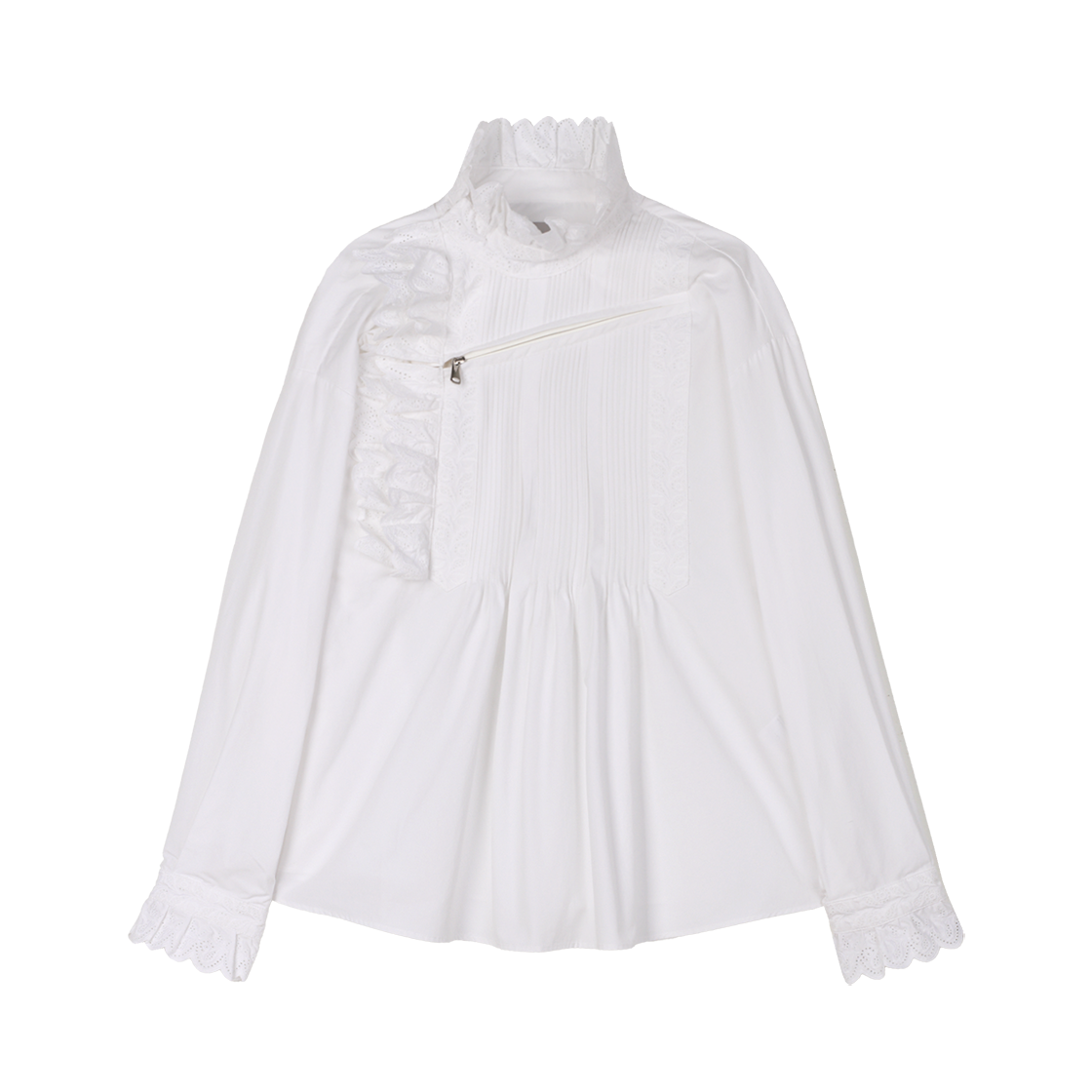 KW5BSHLCP20WT Coperni Ruffled Pleated Shirt White - 25SS