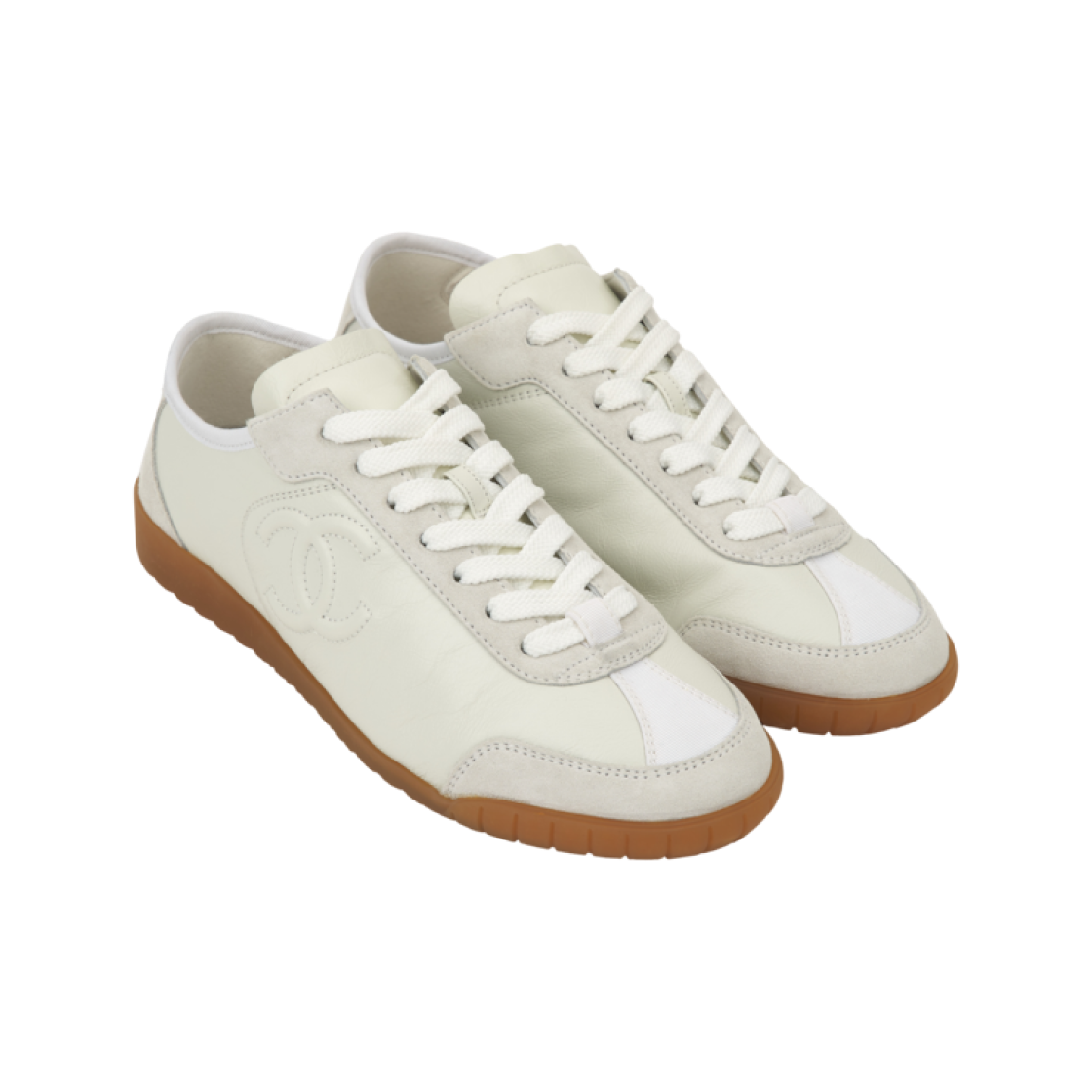 (W) 샤넬 스니커즈 카프스킨 벨벳 카프스킨 & 화이트((W) Chanel Sneakers Calfskin Velvet Calfskin & White) - 4