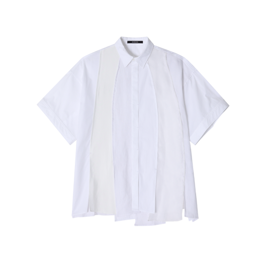 SH3SH707WH Songzio Collection Asymmetric Vertical Half Shirt White