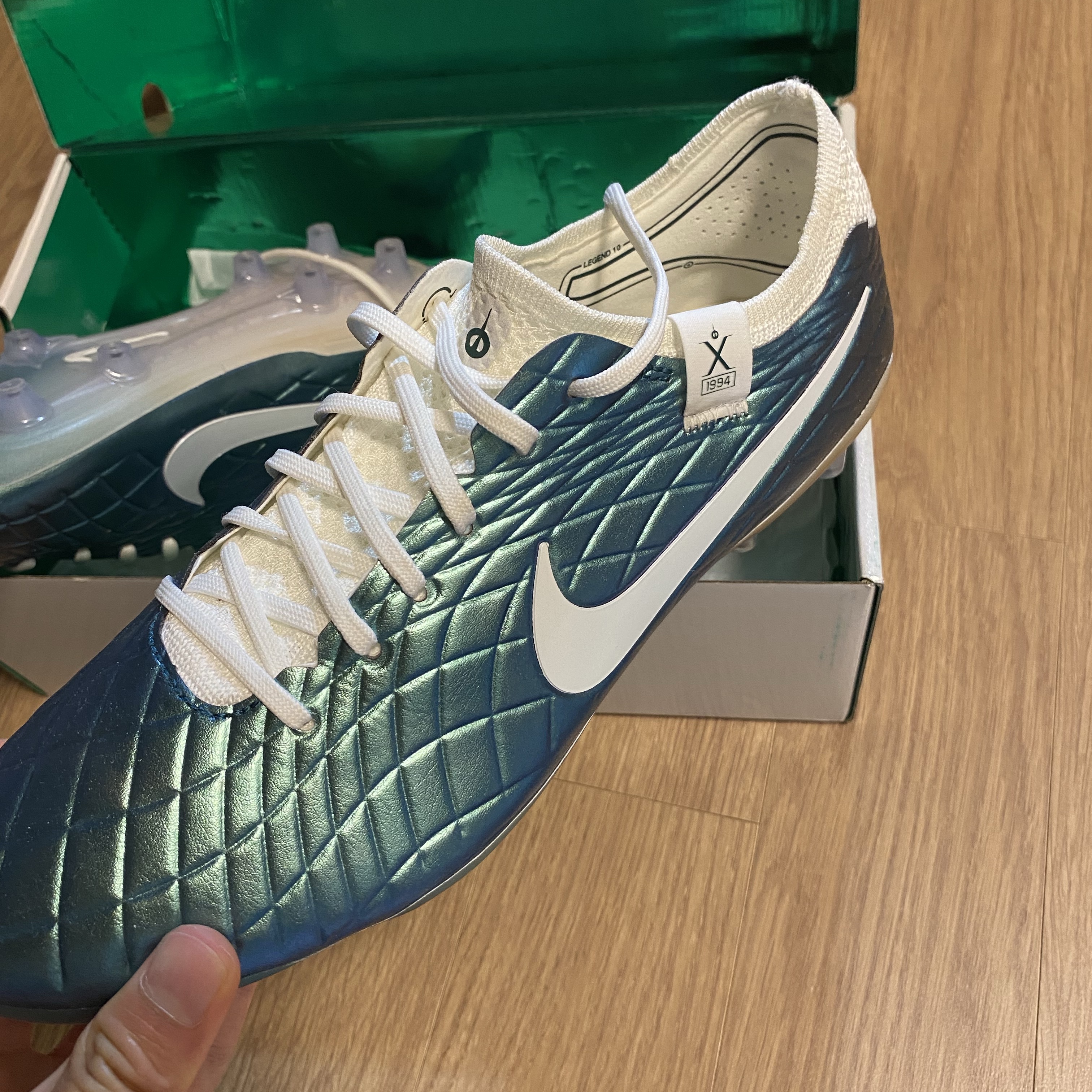 Nike Tiempo Emerald Legend 10 Elite AG Pro Dark Atomic Teal Sail 착용 스타일 - 2