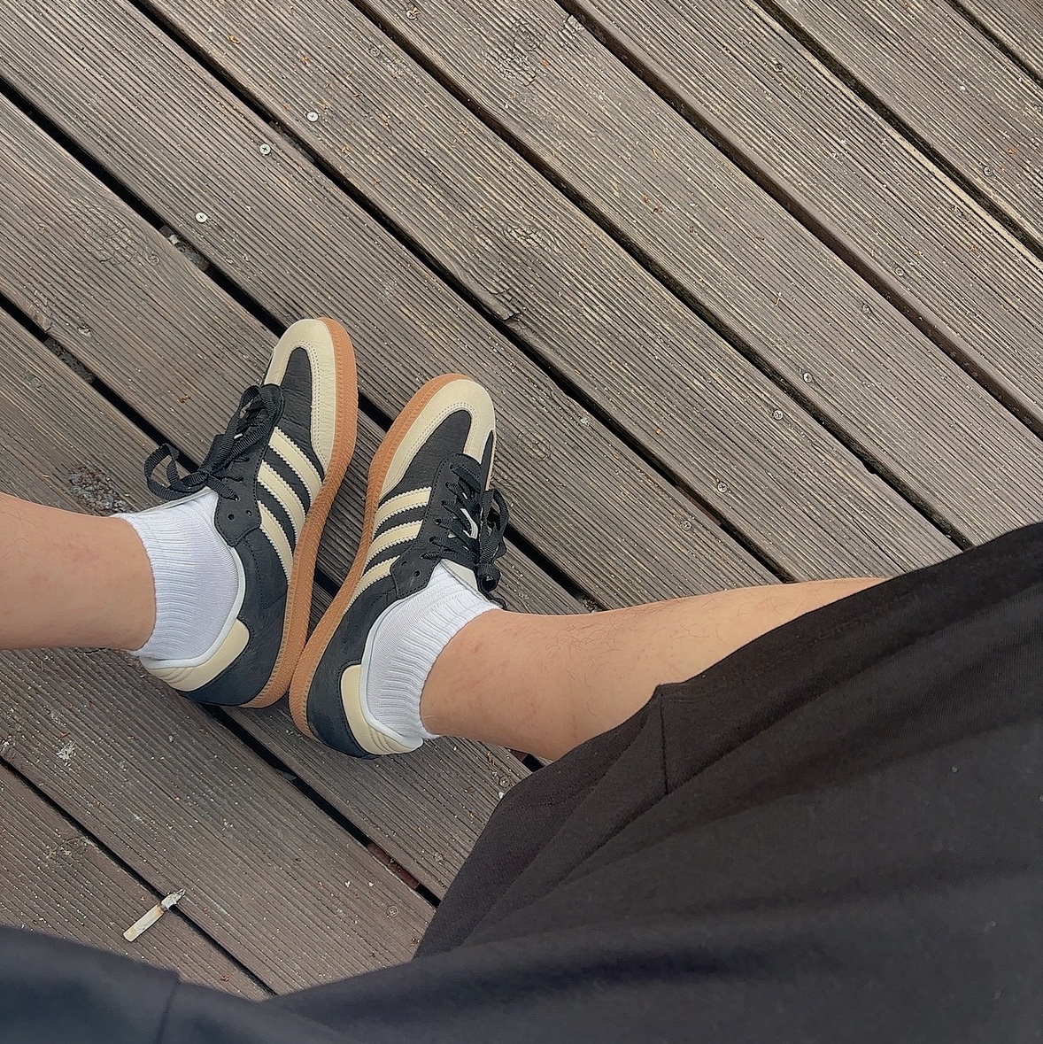 (W) Adidas Samba OG Core Black Wonder White 착용 스타일