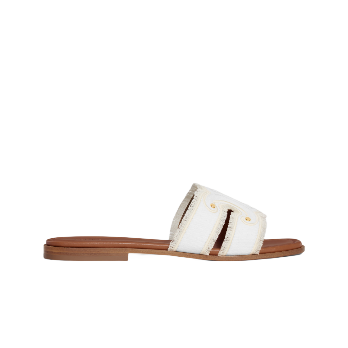 362675018C-01BC (W) Celine Marina Mule in Fringed Canvas White