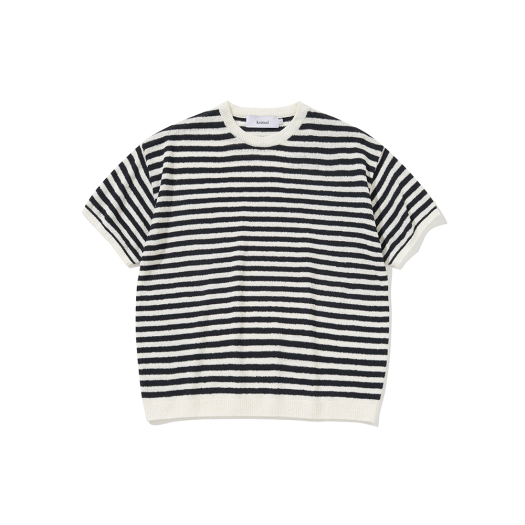 K25SSU11IV Knitted Boucle Stripe Round Knit Ivory