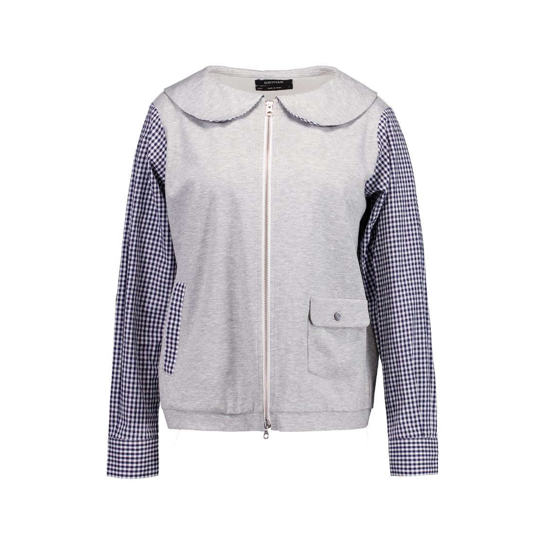 P0000BZT NAVIVERSE Momo Checkered Shirt Jacket Navy - 대표 이미지 #1