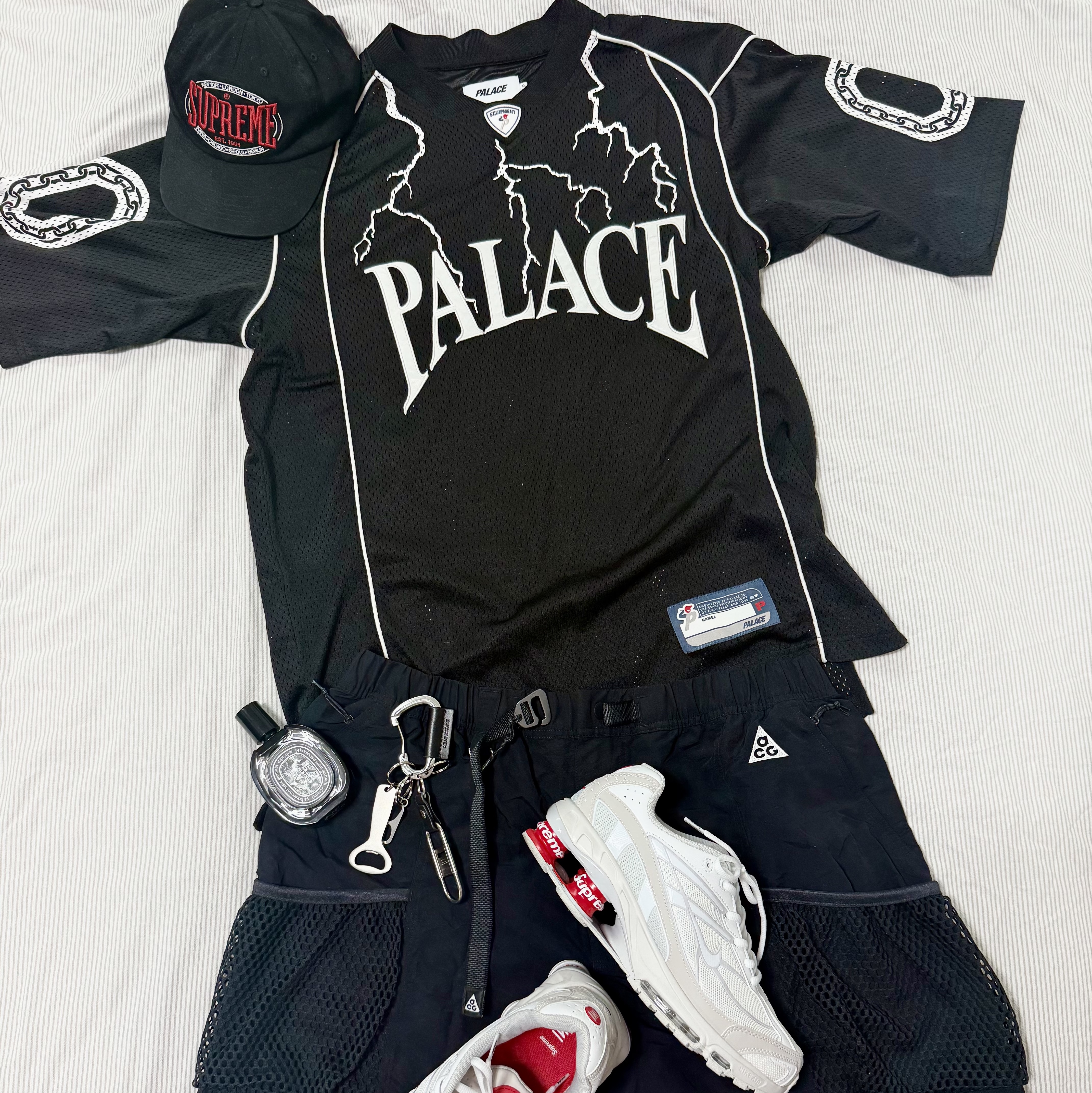 Palace Hesh Athletic Jersey Black - 23SS, Nike x Supreme Shox Ride 2 SP White 착용 스타일