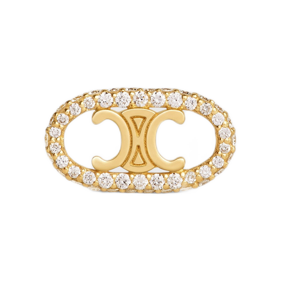 46Y156GYD-37YW Celine Maillon Triomphe Stud in Yellow Gold and Diamonds Yellow Gold White