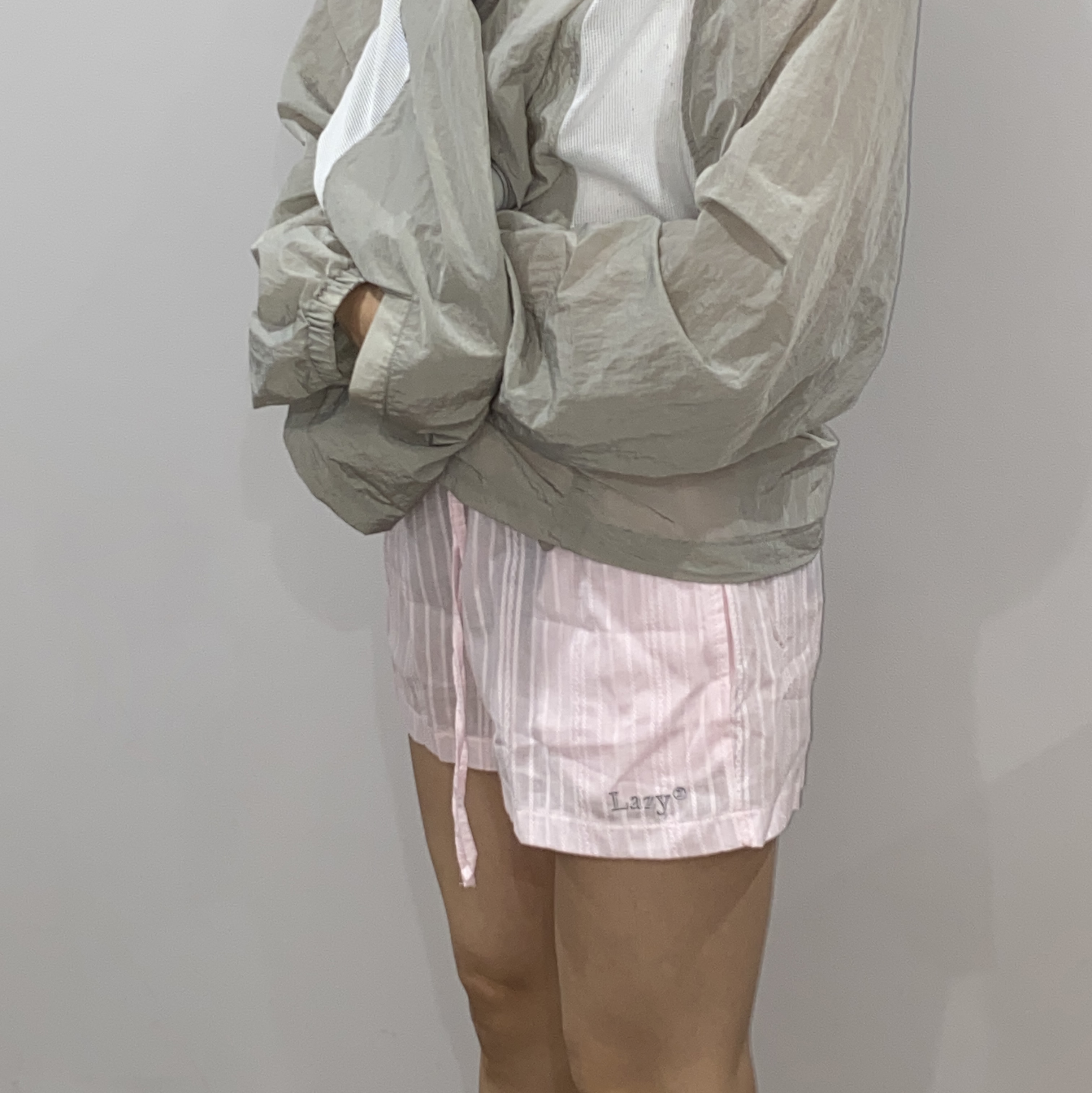 LAZYZ Sweet Summer Cotton Pajama Shorts Pants Pink 착용 스타일