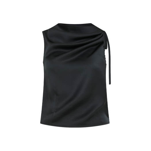 2025BL2081BKF Letter From Moon Glow Tie Sleeveless Blouse Black