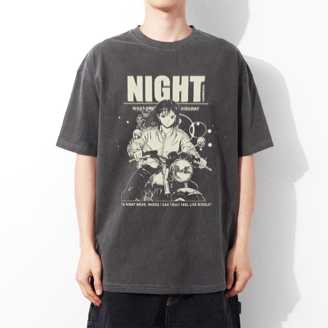 큐티에잇 가먼츠 나이트 드라이브 피그먼트 워시드 티 차콜(QT8 GARMENTS Night Drive Pigment Washed Tee Charcoal) - 3