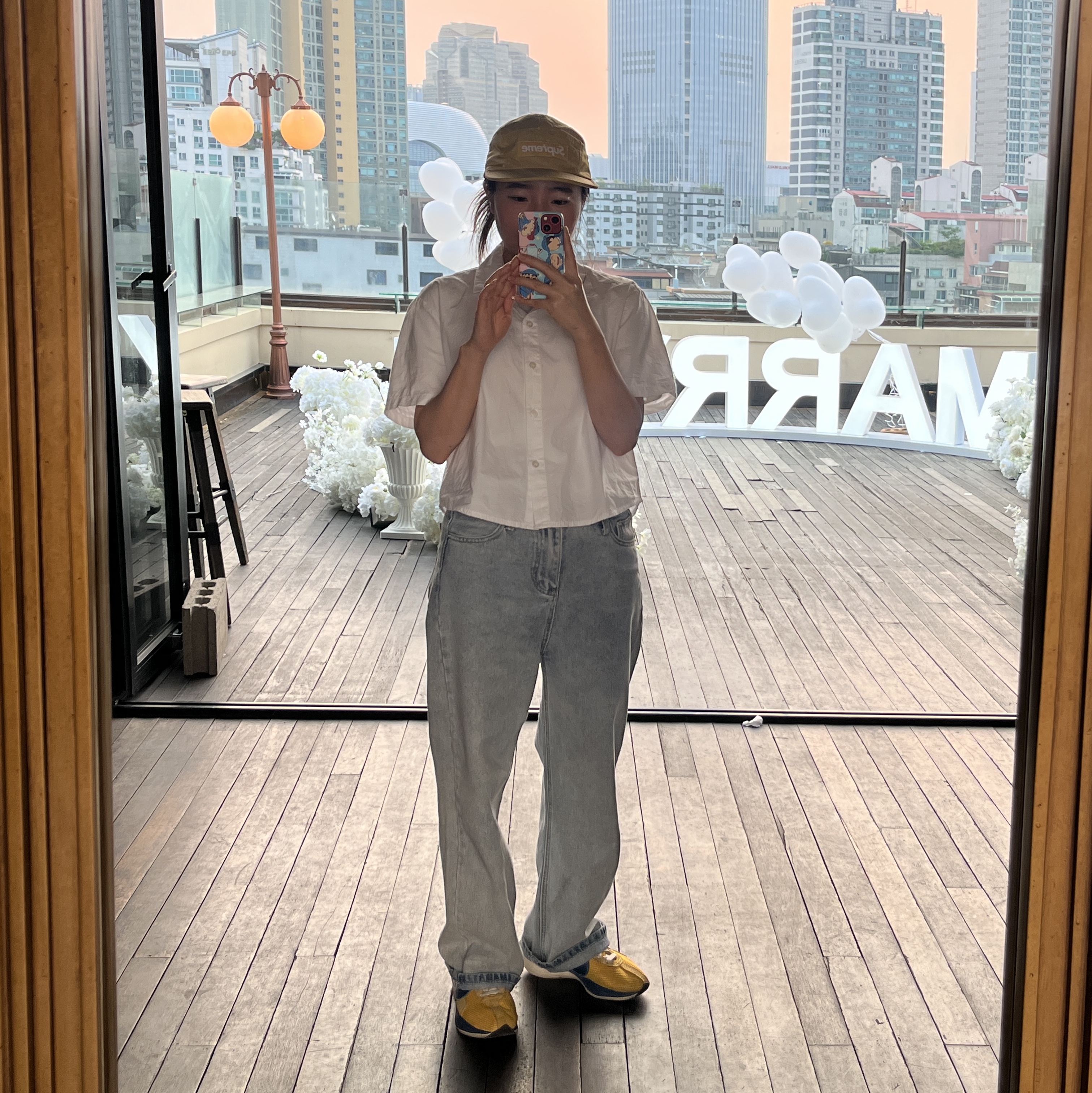 Supreme Waxed Ripstop Camp Cap Yellow - 24FW, Nike Moon Racer Yellow Ochre Gym Blue 착용 스타일 - 1