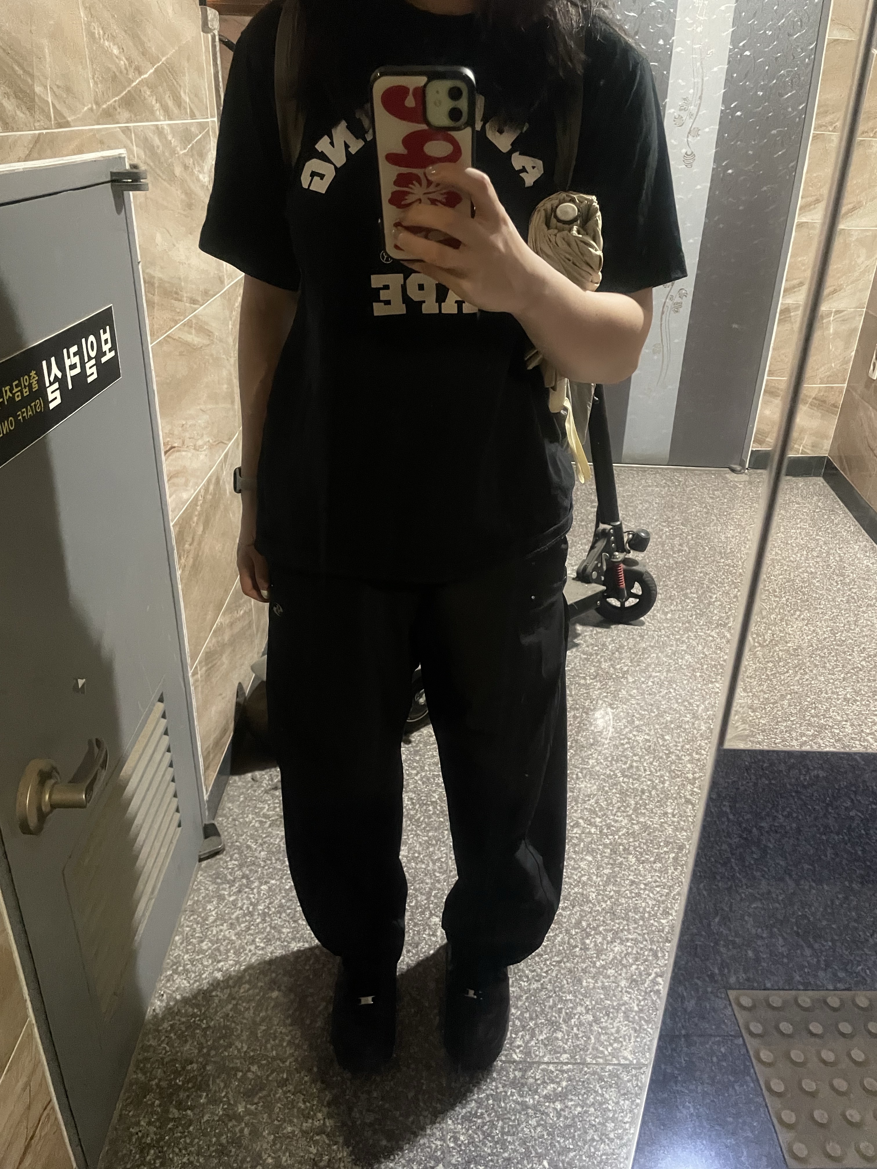BAPE ABC Camo College T-Shirt Black Blue, Sansan Gear Side Snap Pants V2 Black - 23FW 착용 스타일