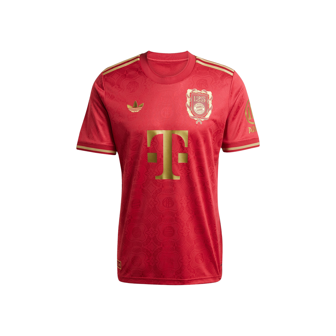 아디다스 FC 바이에른 125주년 저지 액티브 마룬 다크 풋볼 골드 - US 사이즈 (논 마킹 버전)(Adidas FC Bayern 125th Anniversary Jersey Active Maroon Dark Football Gold - US Sizing (Non Marking Ver.))