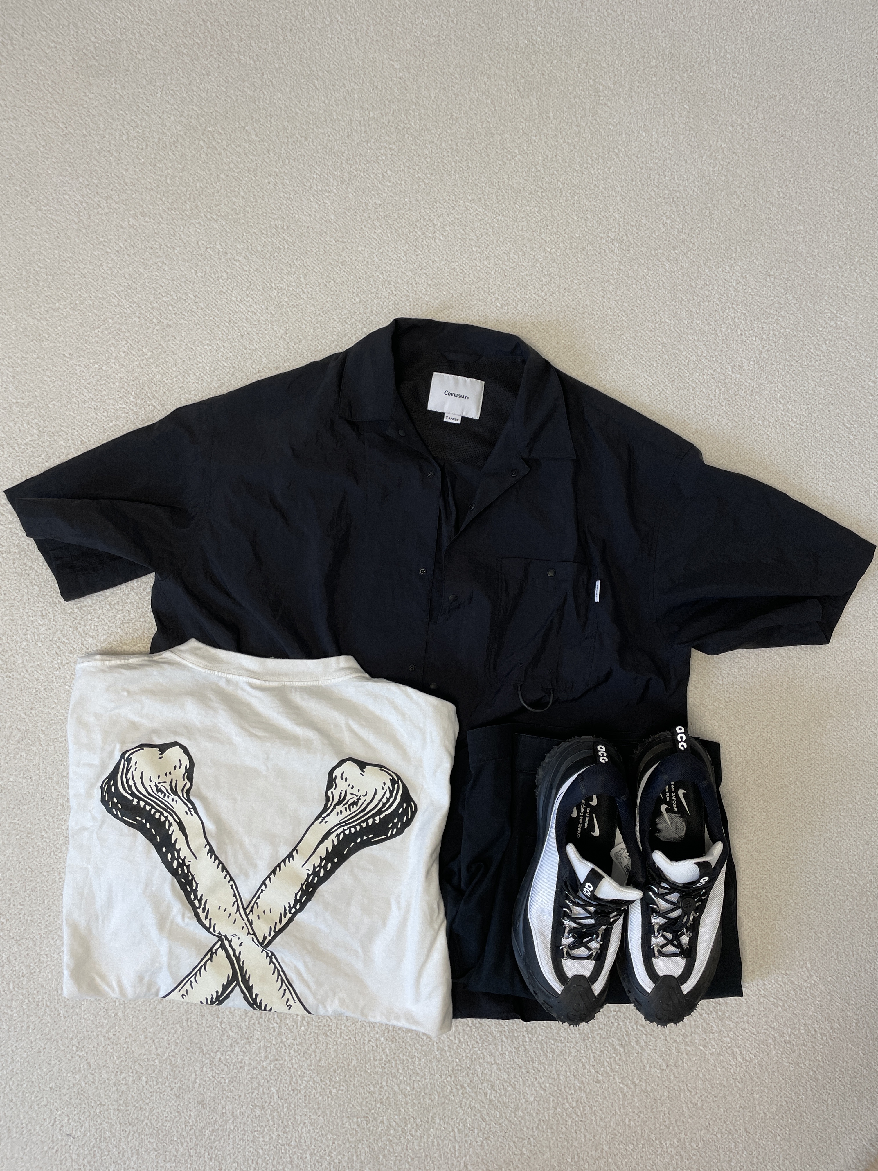 Nike x Comme des Garcons Homme Plus ACG Mountain Fly 2 Low Black White 착용 스타일 - 1