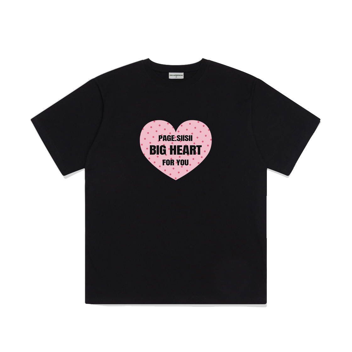 P251OTS009BK pagesiisii Big Heart For You Printing Short Sleeve T-shirt Black