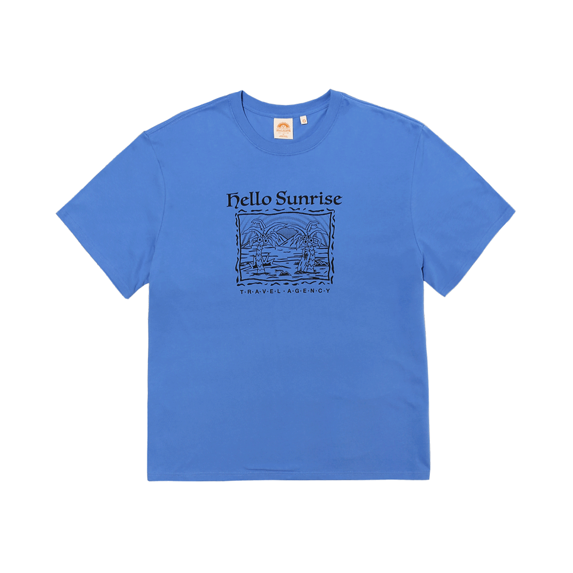헬로선라이즈 팜 트리 그래픽 티 블루(Hello Sunrise Palm Tree Graphic Tee Blue)