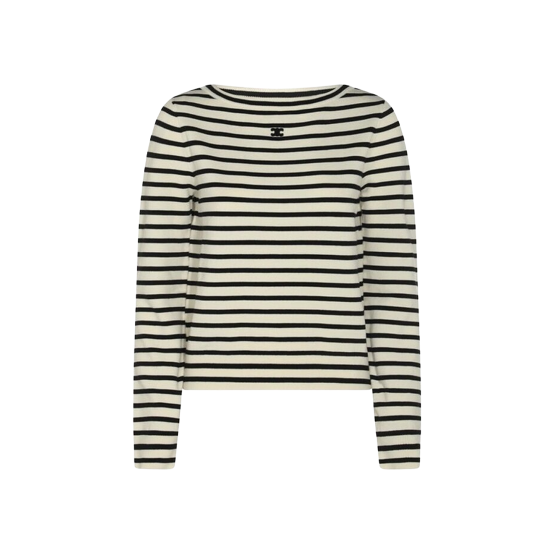 RY06X0101-60EB (W) Celine Triomphe Logo Wool Blend Knit Ecru Black - 대표 이미지 #1