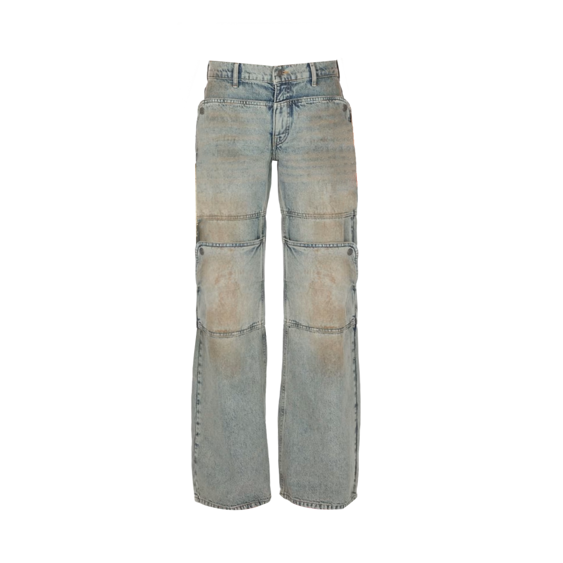게스 USA 우먼 와이드 레그 유틸리티 진 블루 멀티 - 25SS(Guess USA Women Wide Leg Utility Jeans Blue Multi - 25SS)