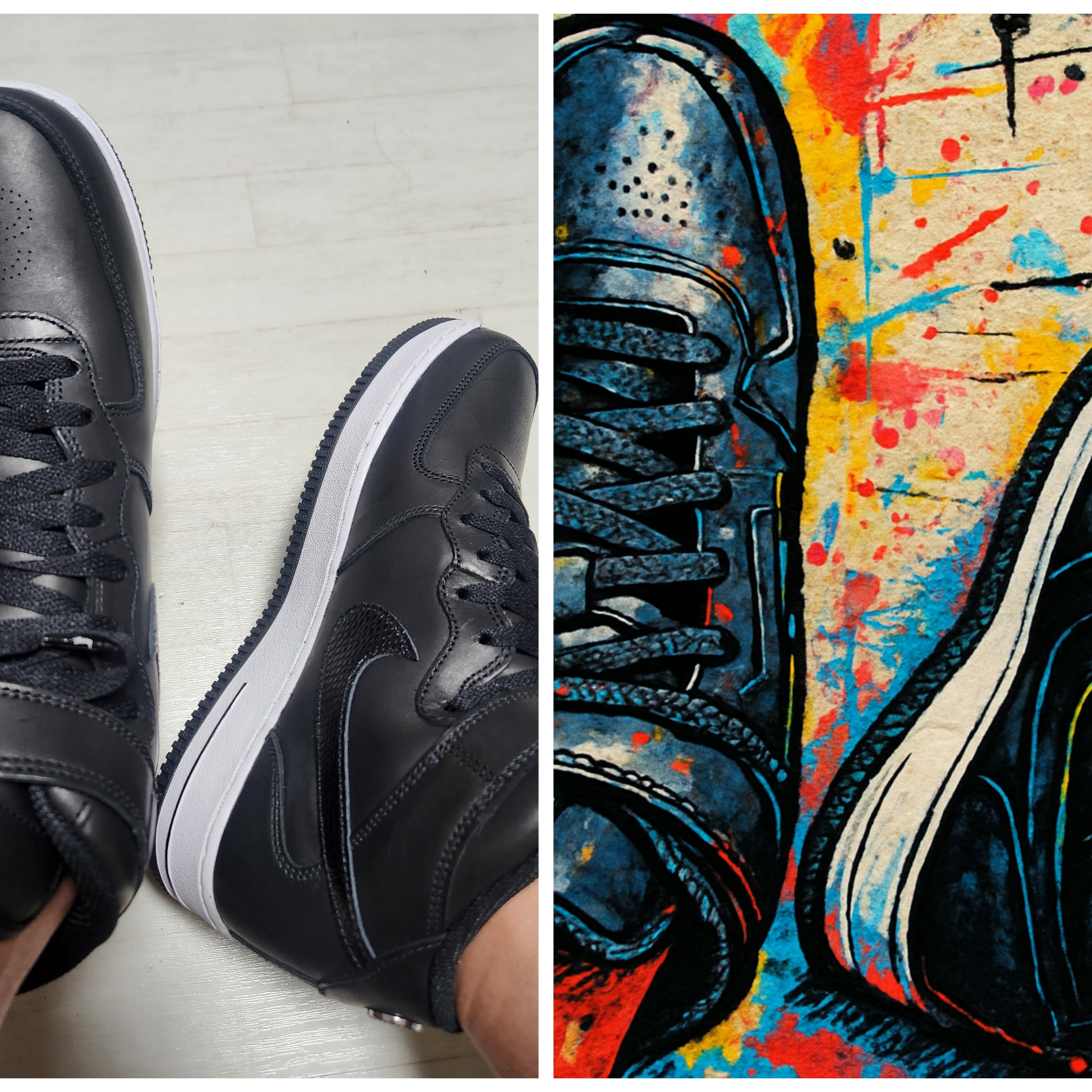 Nike x Stussy Air Force 1 '07 Mid SP Black and Light Bone, Nike x Stussy Air Force 1 '07 Mid SP Black 착용 스타일 - 2