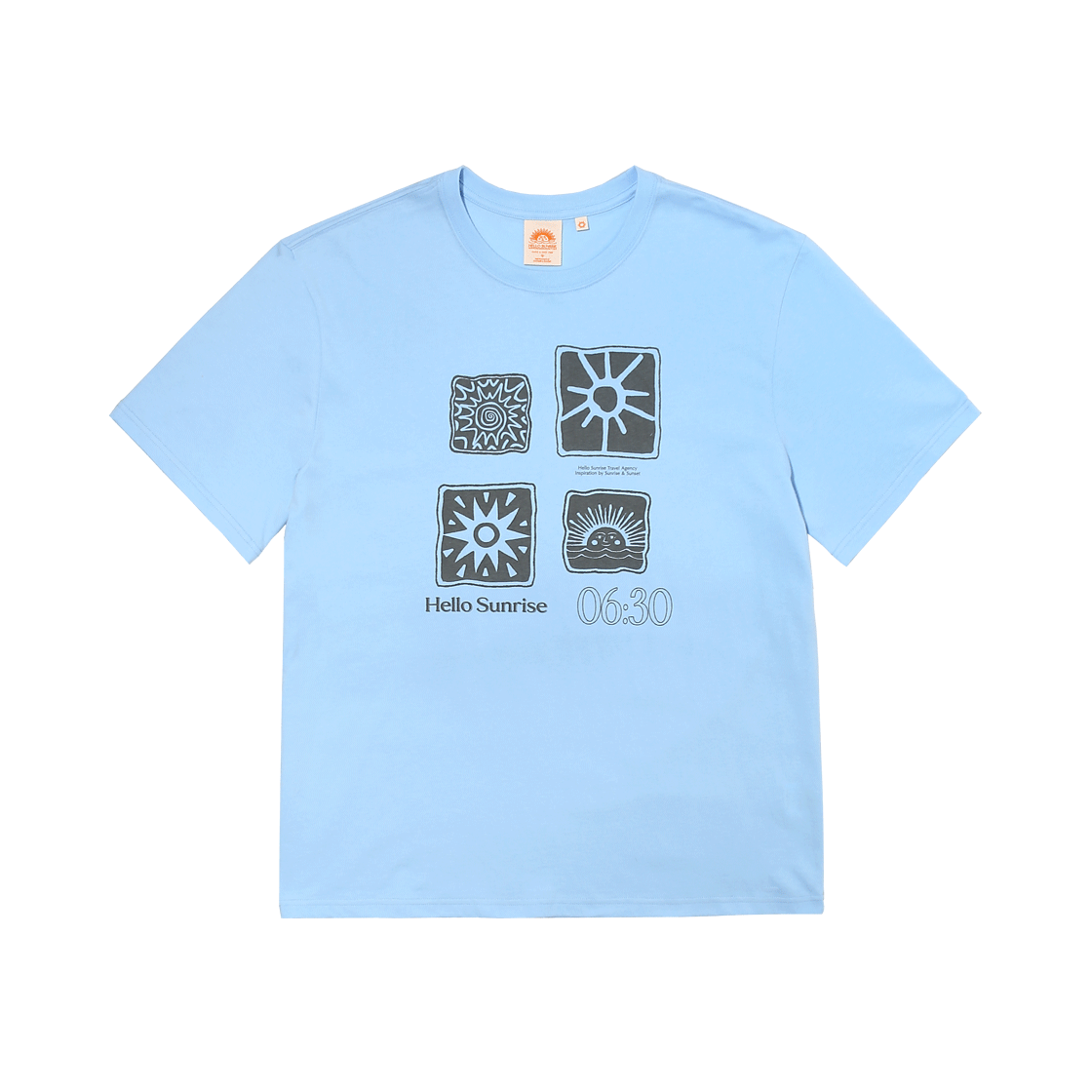 헬로선라이즈 선 스탬프 티 스카이 블루(Hello Sunrise Sun Stamp Tee Sky Blue)