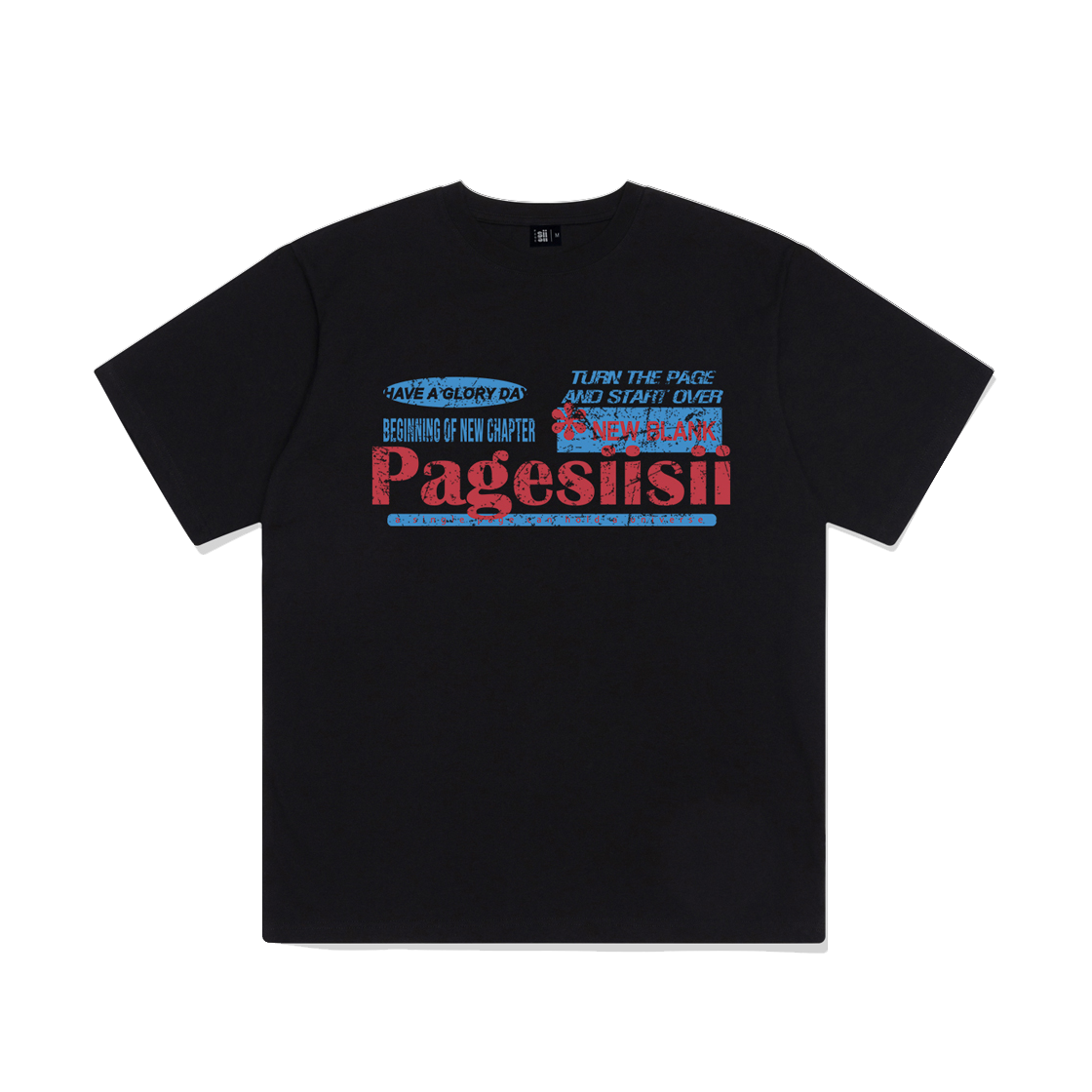 페이지시시 빈티지 블랭크 프린팅 반팔티 블랙(pagesiisii Vintage Blank Printing Short Sleeve T-shirt Black)