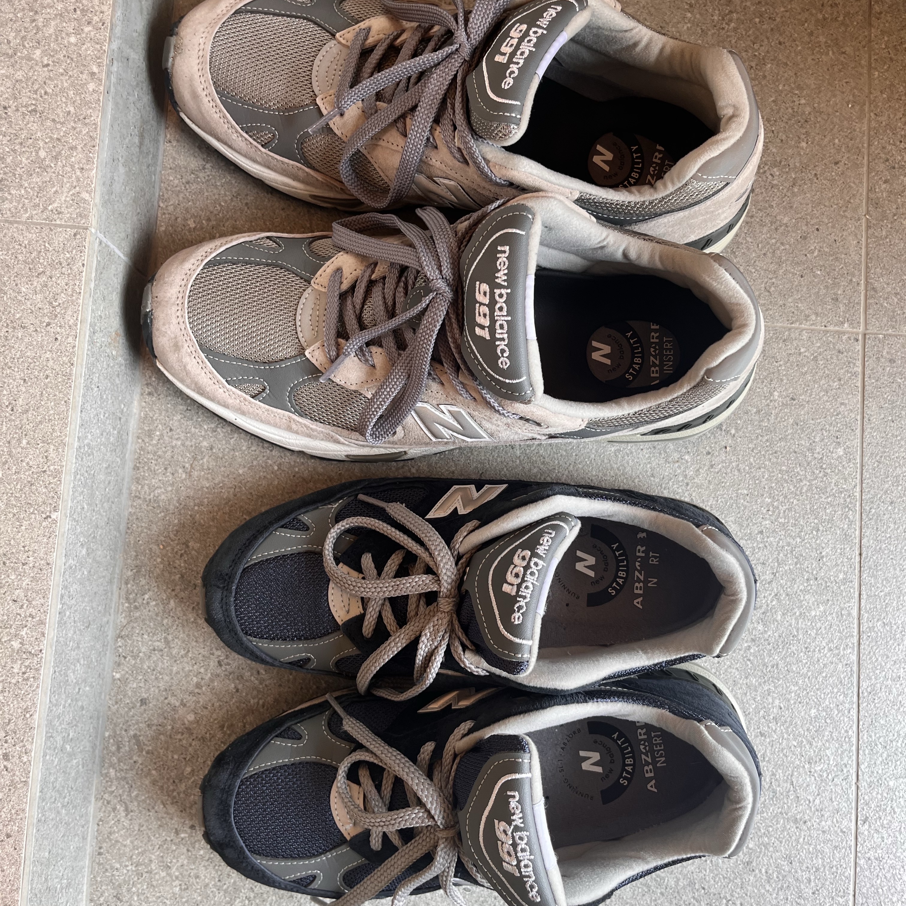 New Balance 991 Made in UK Grey, (W) New Balance 991 Made in UK Navy 착용 스타일